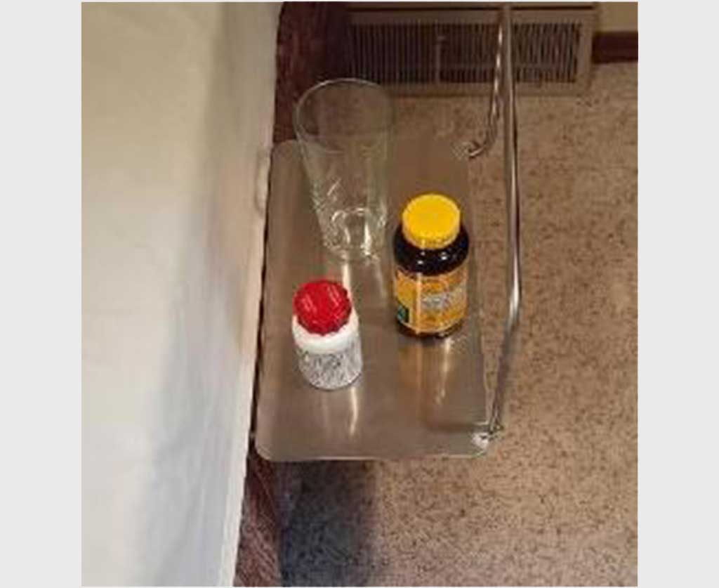 Slide and Hide Cover Keeper Temporary nightstand - Keep medications next to the bed